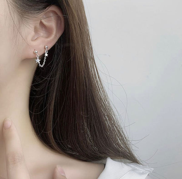 Double Star Chain Earring