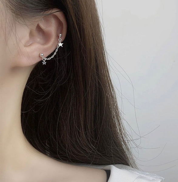 Double Star Chain Earring